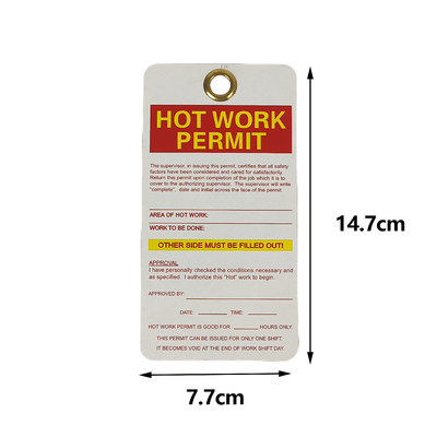 Custom Reusable Safety Tag With Metal  Eyelet High Durability