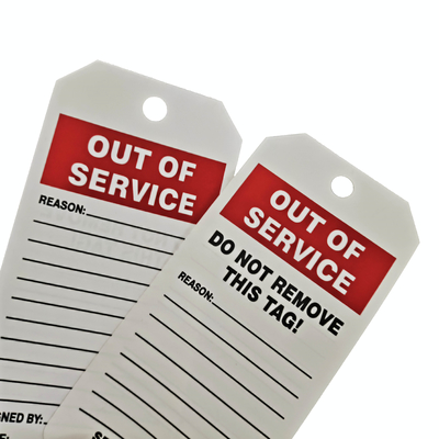 Out of Service Tag Polyester Waterproof Durable Safety Plastic Tag for Warning