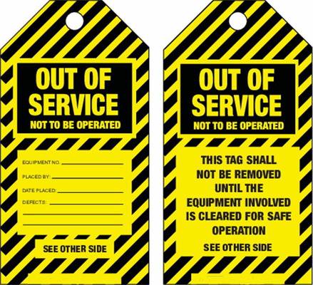 Out of Service Tag Polyester Waterproof Durable Safety Plastic Tag for Warning